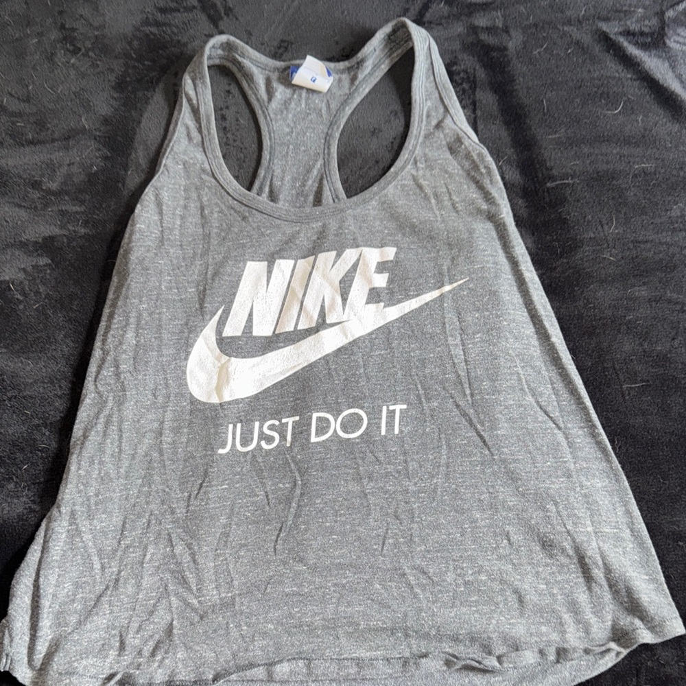 Nike Heather Gray Tank with White Logo